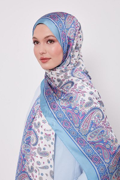 Levidor Turquoise Mixed Flower Indian Silk Shawl