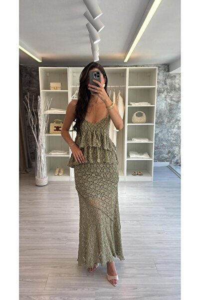 LUUNA STORE Lace Detail Skirt Set - Khaki