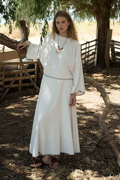 Hooopstore Organic Blended Shepherd's Stitch Detailed Sand Beige Skirt Suit