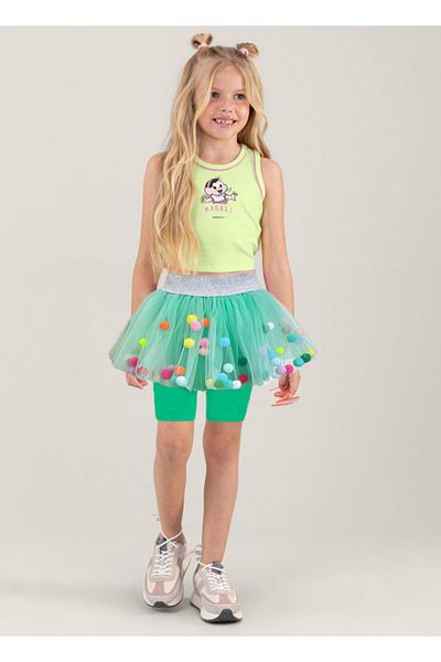 By Piera Girl's Pompom Biker Leggings