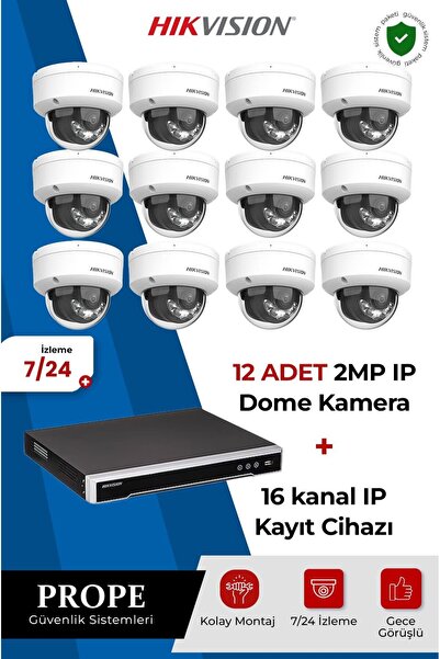 Hikvision DS-2CD1121G2-LIUF 12 Kameralı Ip Sistem Paketi
