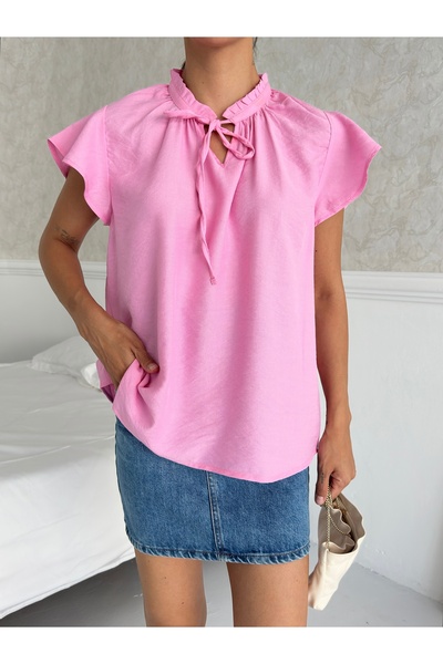 ABOUT US Bluză de vară cu model obișnuit cu detaliu de legare