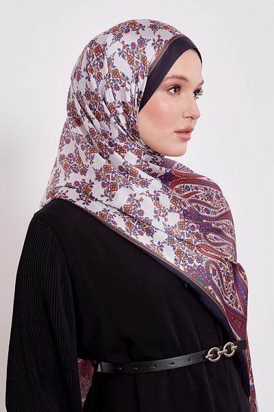Levidor Black-Orange Spiral Pattern Indian Silk Shawl