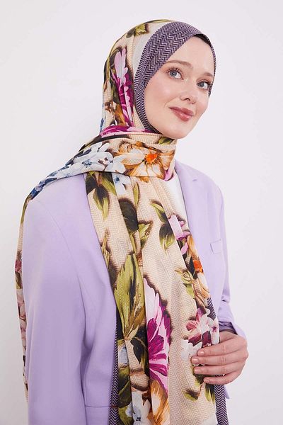 Levidor Purple Zigzag Cotton Shawl