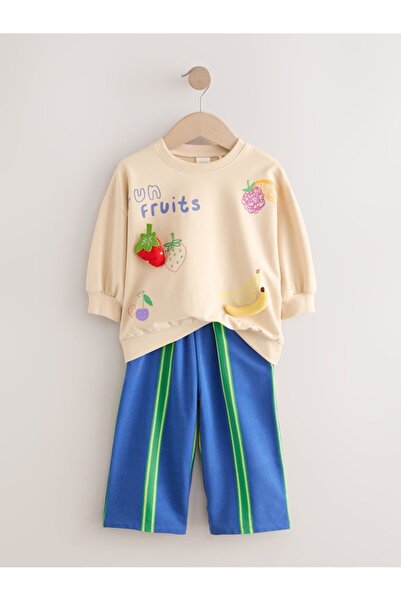 Next Baby Cotton Cream Fruit Pattern Long Sleeve Bottom Top Set