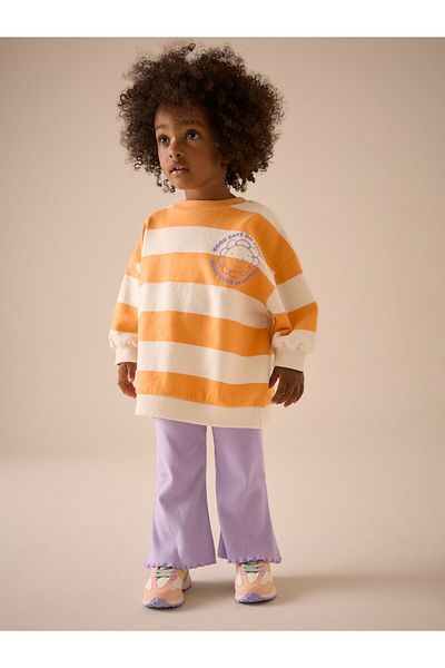 Next Baby Cotton Orange Lilac Long Sleeve Bottom Top Set