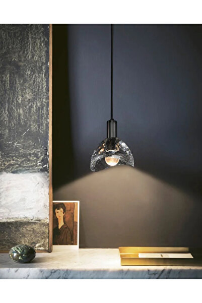 LUXXO Pendul echipat cu LED, Icon, 3W, lumina calda (3000K), abajur sticla fumurie, 13x13x9cm