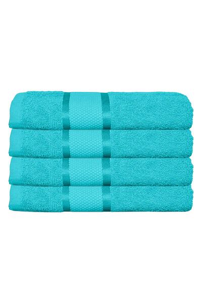 trendyhome Set of 4 Bath Towels 50x90, 100% Cotton, 400g/m², Lines, Blue, ST15554