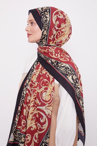 Levidor Black-Red Foil Pattern Love Shawl