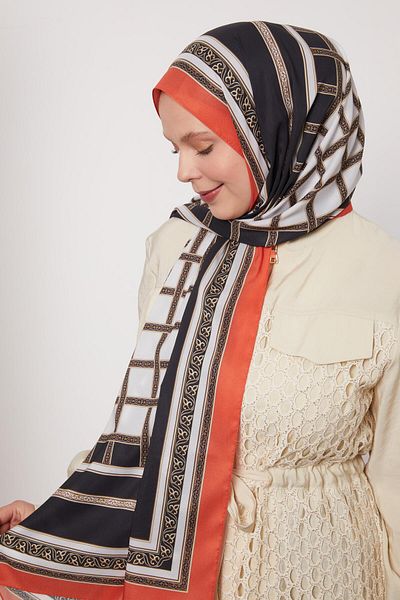 Levidor Orange Leaf Pattern Love Shawl