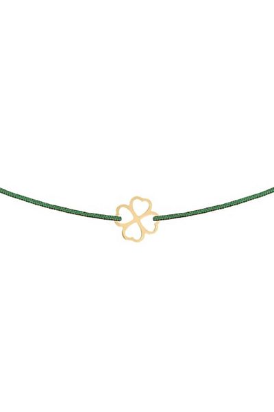 OEM Adjustable String Bracelet with Clover Pendant in 14k Gold