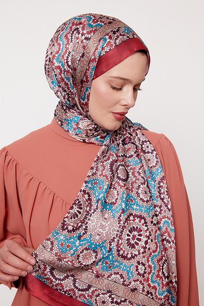 Levidor Red Tie Dye Pattern Indian Silk Shawl