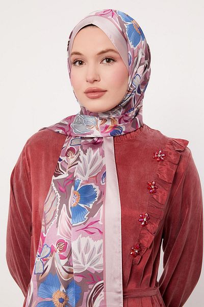 Levidor Rose Petunia Pattern Indian Silk Shawl