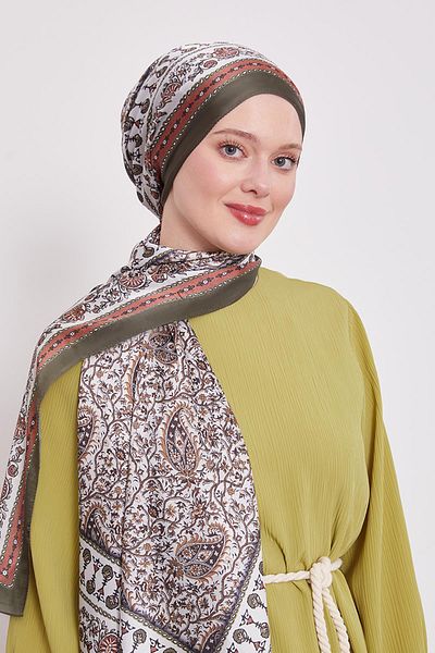 Levidor Green Mini Flower Indian Silk Shawl