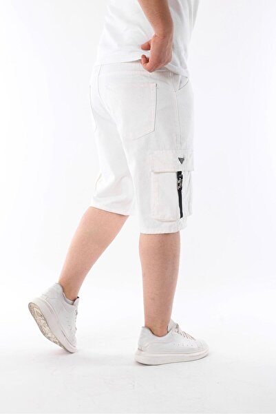 Fashion İstanbul Erkek Lastikli Rahat Kalıp Gabardin Şort Beyaz