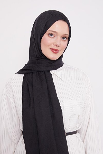 Levidor Black Ethnic Pattern Italian Jacquard Shawl