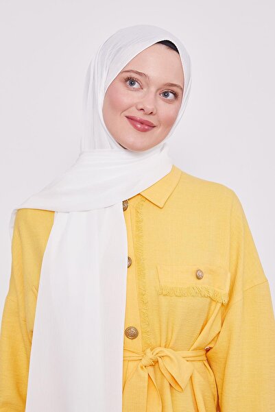 Levidor White Crinkle Plain Shawl