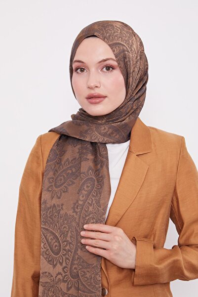 Levidor Bitter Brown Ethnic Pattern Italian Jacquard Shawl