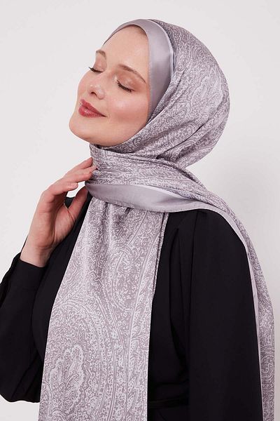 Levidor Silver mixed pattern indian silk shawl