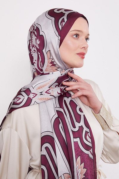 Levidor Şal din mătase indiană baroc prune