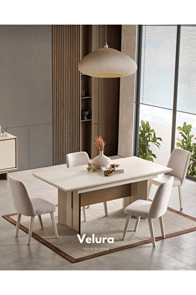Velura Home & Living Rota Yemek Odası Takımı (Yemek Masası + 4 Adet Sandalye)
