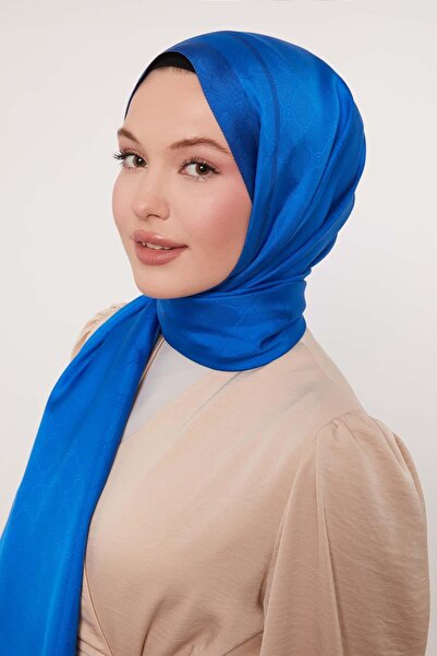 Levidor Μεταξωτό σάλι με λεπτομέρεια μπλε κοβαλτίου ρίγες