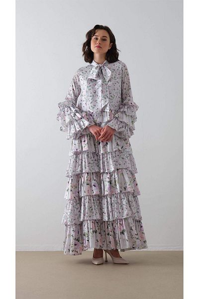 miha Hicran Önal Patterned Layered Dress Lilac