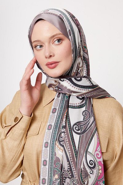 Levidor Mink Edge Geometric Pattern Indian Silk Shawl