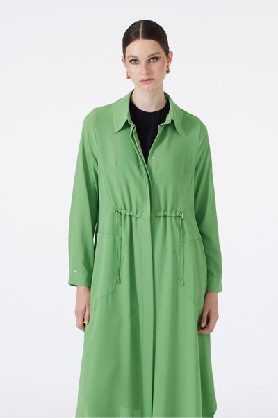 Zühre Shirt Collar Pocket Detailed Long Green Wear Out Gc-0062