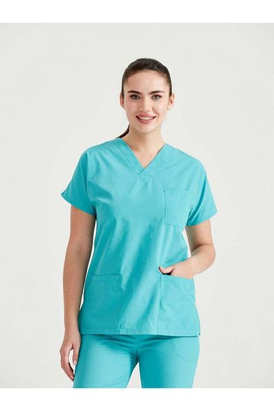 DEMOTEKS Scrub Set Costum Medical Classic Verde Turquoise Unisex