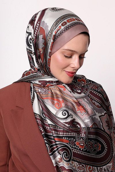 Levidor K.Beige Edge Geometric Pattern Indian Silk Shawl