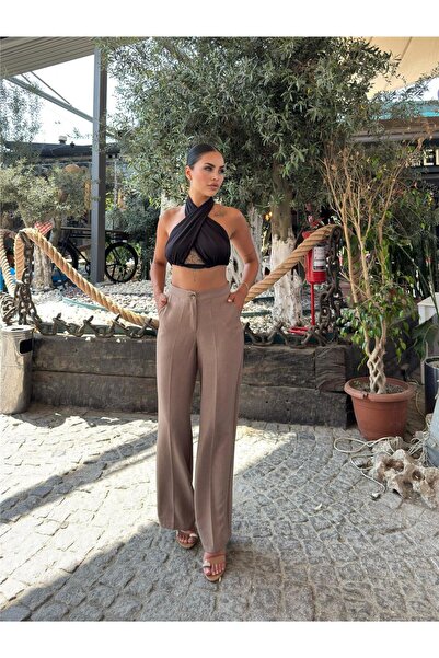 WeShaya Mink Linen Straight Leg Trousers