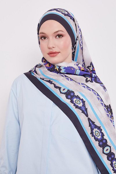 Levidor Black-Blue Edge Speckle Pattern Indian Silk Shawl