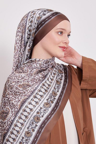Levidor Chocolate Brown Mini Flower Indian Silk Shawl