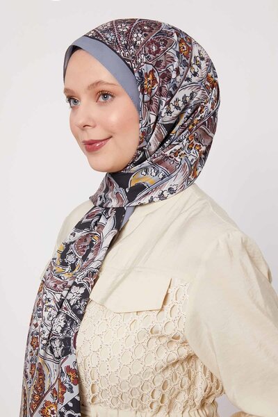 Levidor Γκρι αφηρημένο λουλουδάτο μοτίβο Love Shawl