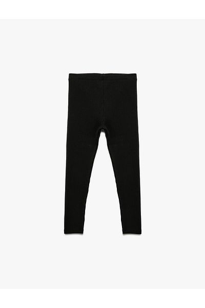 Koton Cotton Ribbed Basic Long Leggings with Elastic Waist