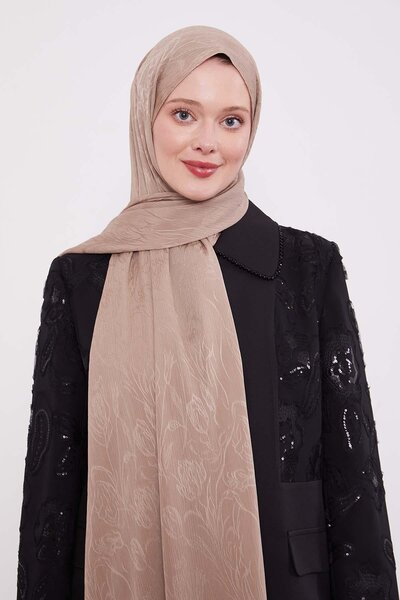 Levidor Σάλι ζακάρ Κάπρι με αφηρημένο σχέδιο τουλίπας καφέ γάλακτος