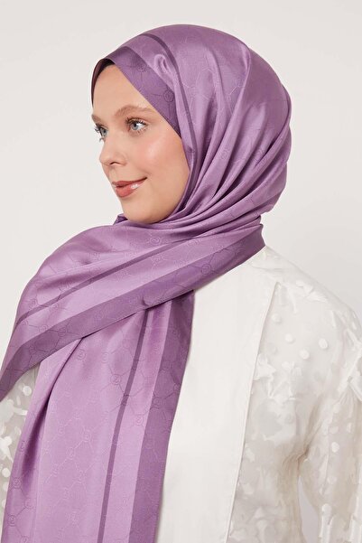 Levidor Purple Stripe Detail Monogram Silk Shawl