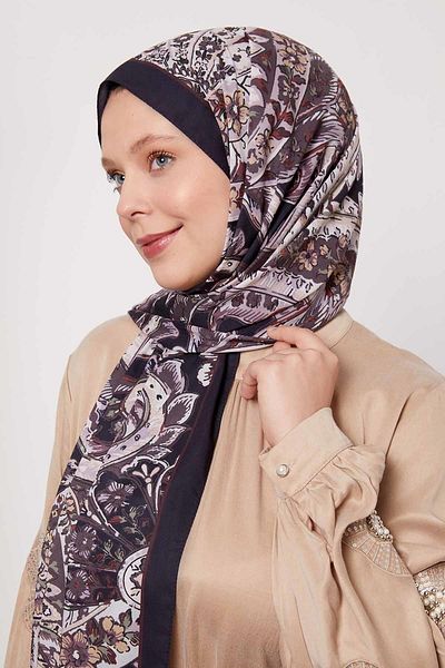Levidor Black Abstract Flower Pattern Love Shawl