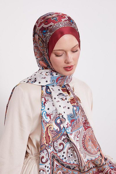 Levidor Red Mixed Desenal Indian Silk Shawl
