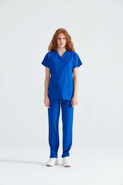 DEMOTEKS Scrub Set Costum Medical Classic Albastru Royal Unisex