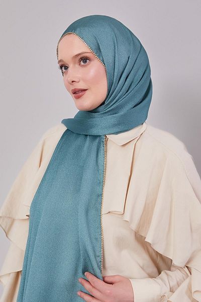 Levidor A.Green Crystal Yoryo Shawl with Stone Detail on the Sides