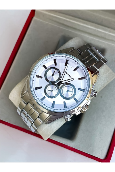 S.POLO SPOLO Marka Gümüş Renk Çelik Erkek Kol Saati beyaz kadran