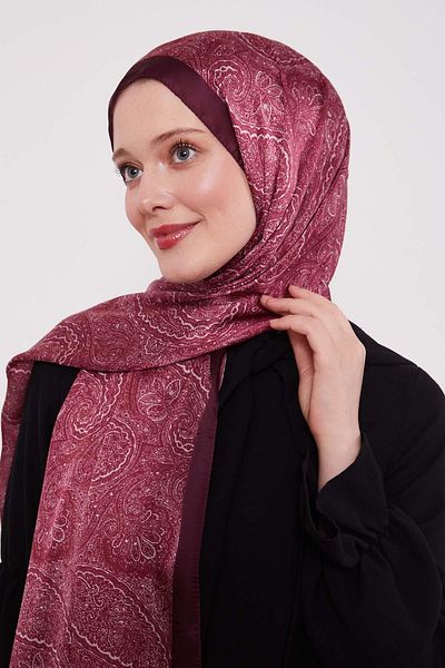 Levidor Burgundy Authentic Pattern Indian Silk Shawl