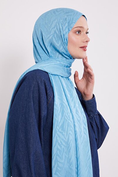 Levidor Turquoise Abstract Leaf Pattern Jacquard Capri Shawl