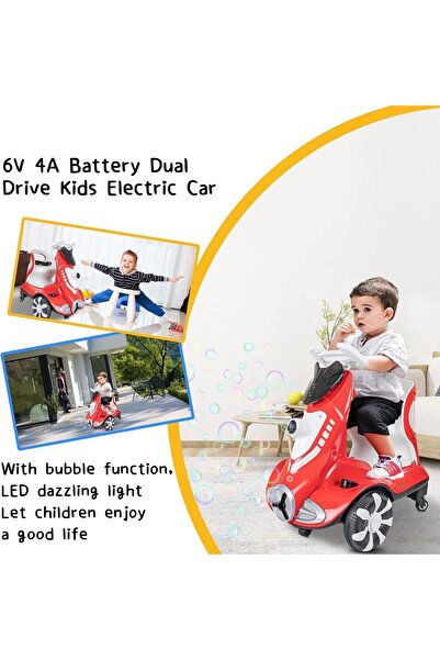 Miskat Trading Electric Four-Wheel Kids Car TM010 – Bubble Function, 360° Rotation, LED Lights, Seat Belt