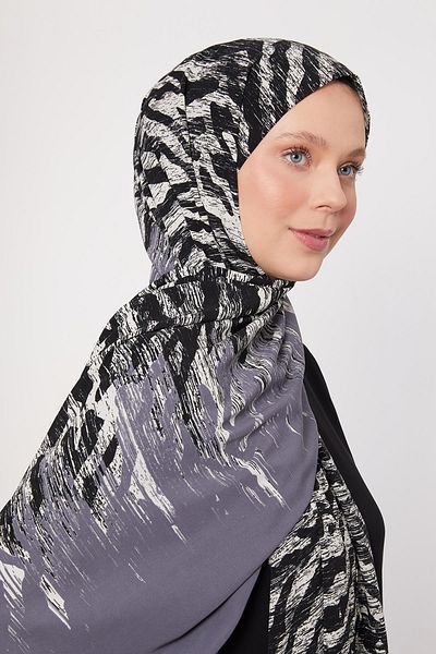 Levidor Dark Gray Zebra Patterned Medina Silk Shawl