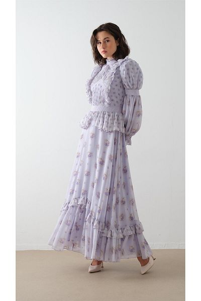 miha Hicran Önal Top Size Parted Dress Lilac