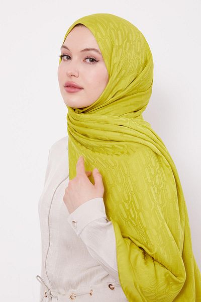 Levidor Lime Paperclip Pattern Blue Jacquard Shawl
