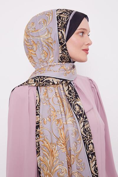 Levidor Siyah-Vizon Varak Desen Love Şal